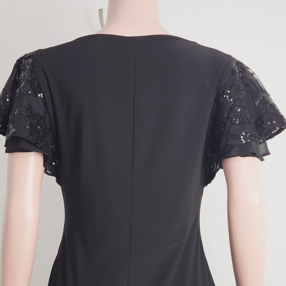 LAUREN Ralph Lauren Embellished Flutter-Sleeve Jersey Shift Dress Size: 12P - Picture 7 of 11